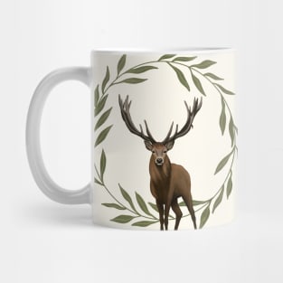 Standing Stag Leaf Circle Frame Mug